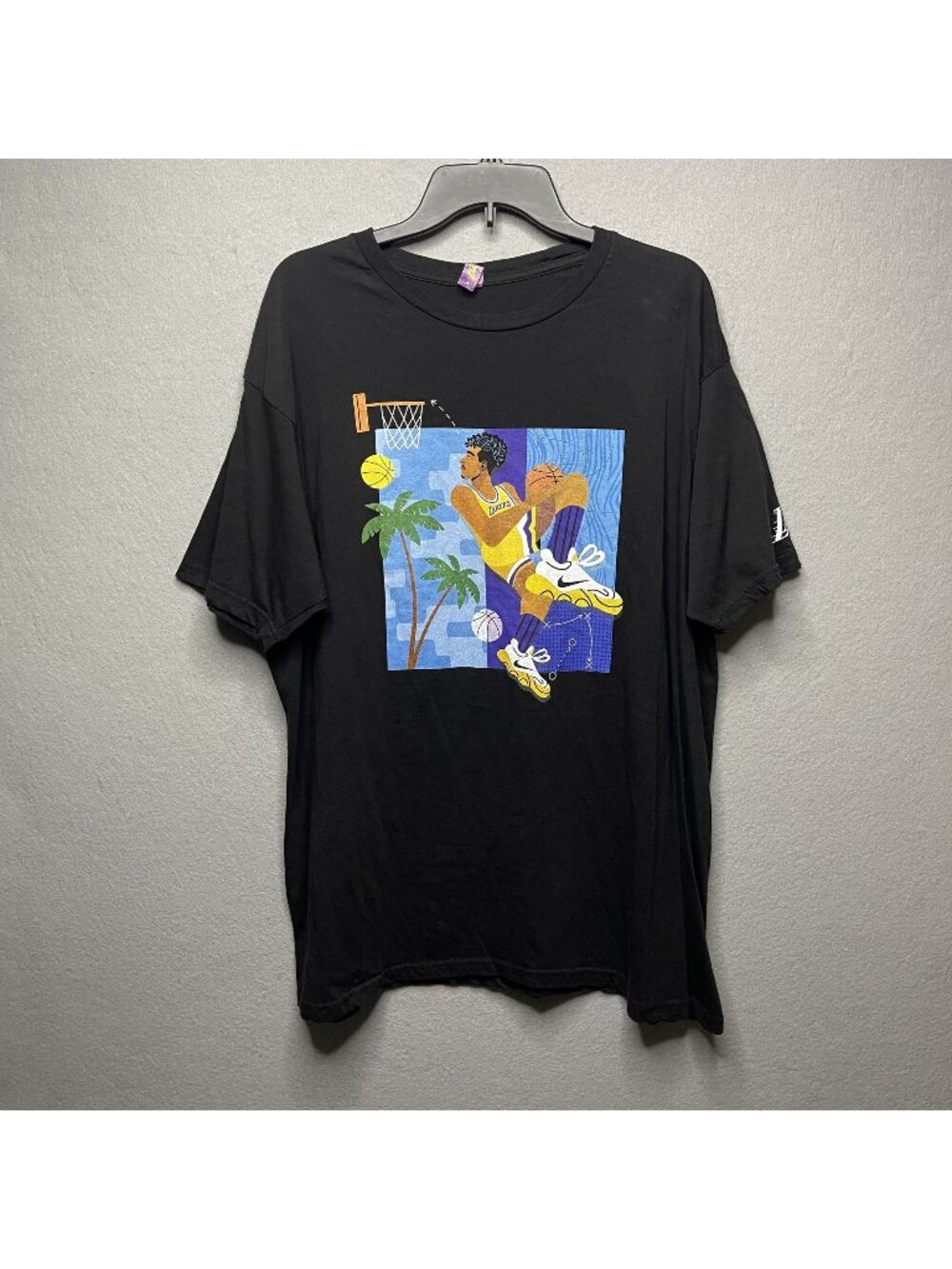 Los Angeles Lakers In The Paint Graphic T Shirt Black 2025 Stadium Giveaway XL
